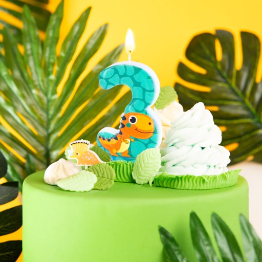 SVIEČKA ČÍSLO 3 TRI DEKORÁCIA NA TORTU DINOSAUR