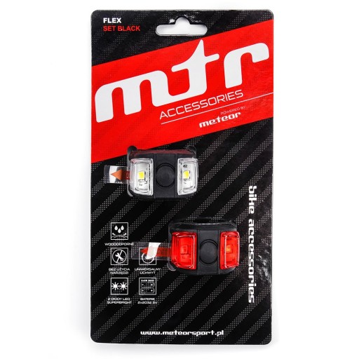 SET METEOR FLEX BICYCLE LIGHT čierny 2 ks.