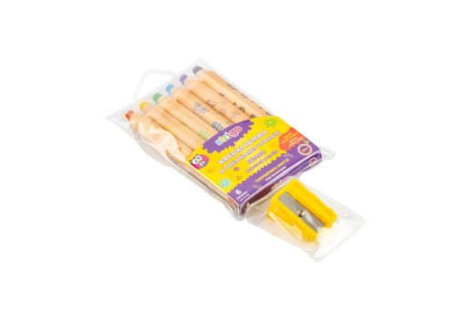PRVÉ DREVENÉ pastelky, HRUBÉ JUMBO, 6 FARIEB, orezávatko