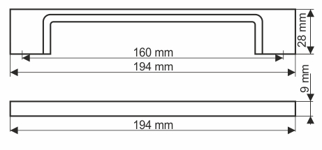 Chrómová nábytková úchytka, rozteč 160mm UN73 TECHNO
