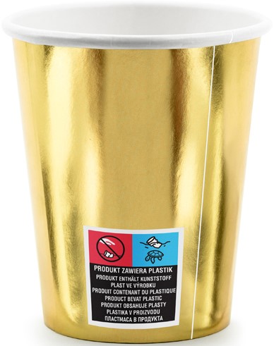 PAPIEROVÉ POHÁRKY na 30. NARODENINY tridsať zlatých 220 ml 6 ks