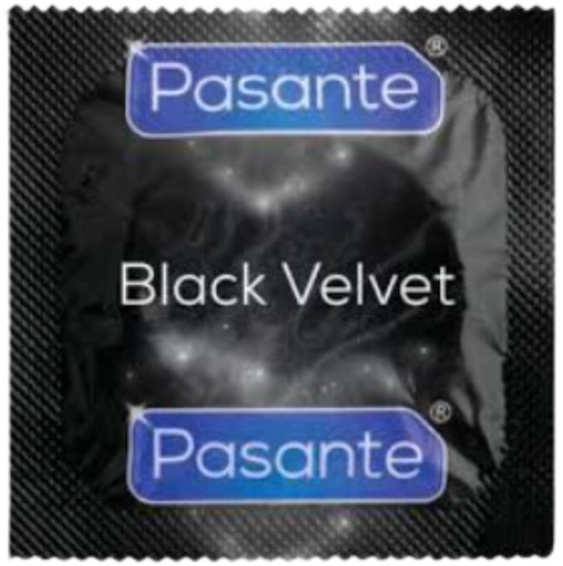 Pasante Black Velvet čierne latexové kondómy, sada 25 ks