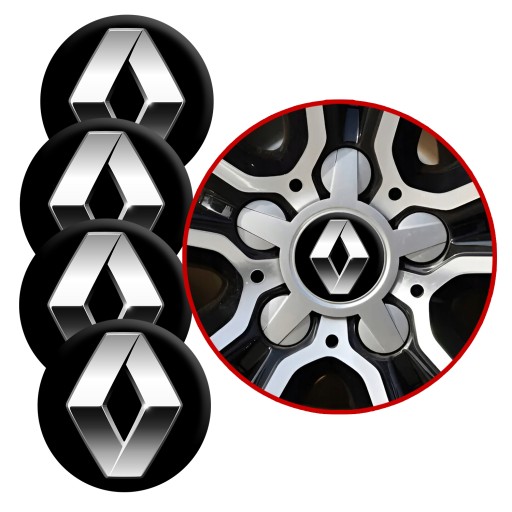 4 Emblémy Stredy ráfikov Kryty kolies Kolesá RENAULT TOP SET 53 mm