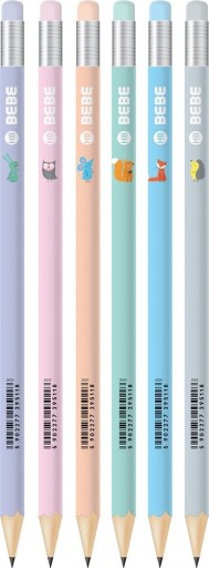 ceruzka s gumou HB INTERDRUK BB KIDS PASTEL MIX