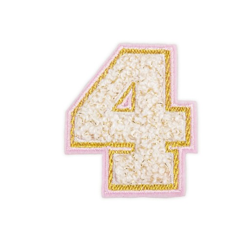 PATCH vyšívané veľké číslo 4 nápis FOUR