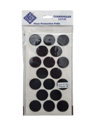 Plstené podložky na okrúhle stoličky, čierne, okrúhle, 3 cm - 18 ks.