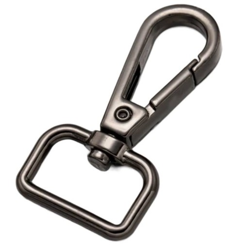 Karabína na kabelku, kľúče, šnúrku, kľúčenku, 20mm, čierny nikel, ozdobná