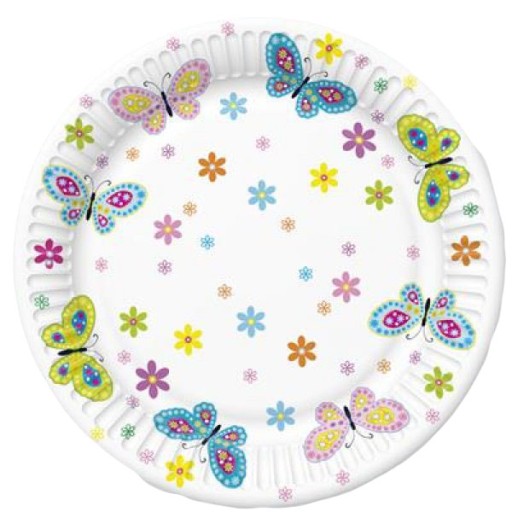 Papierové taniere Jarné motýle kvety Birthday Party 18cm 8 ks.