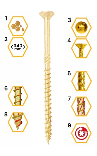 TESÁRSKE SKRUTY DO DREVA 8x100 KUŽELOVÉ TORX 50ks WKCS-08100 KLIMAS
