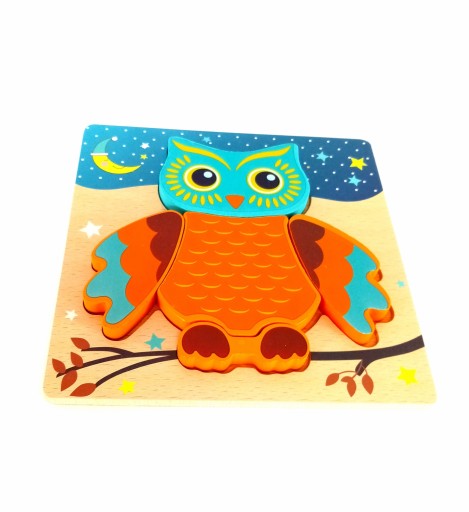 TG50029 DREVENÉ PUZZLE SOVA VZDELÁVACIE PUZZLE ZVIERATKO