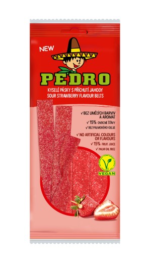 Kyslé prúžky s jahodovou príchuťou 80g