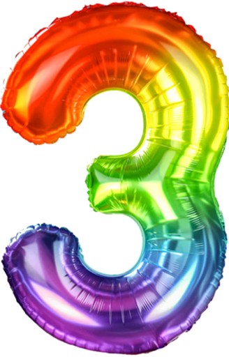 OMBRE fóliový balón číslo 3 narodeninový dúhový XXL