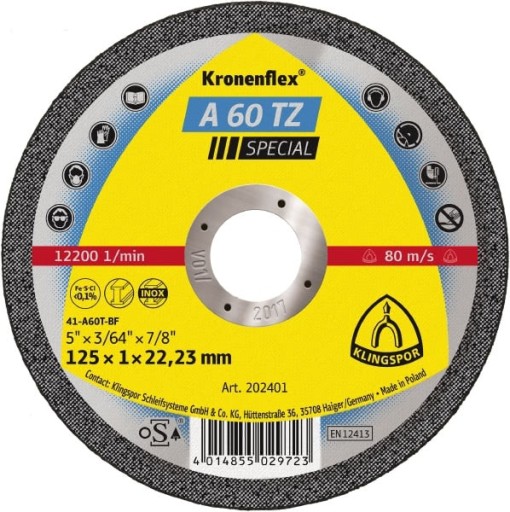 Kotúč rezný A60TZ 115x1,0mm rovný Klingspor