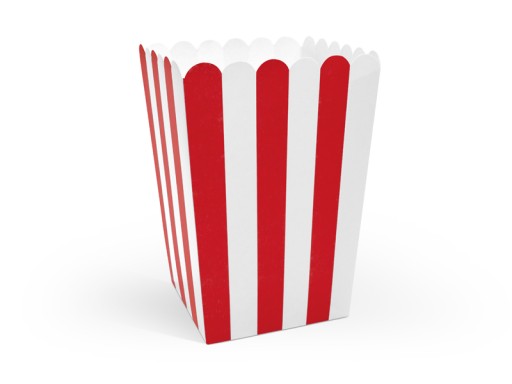 POPCORN BOXES červené pruhované snacky 6 ks