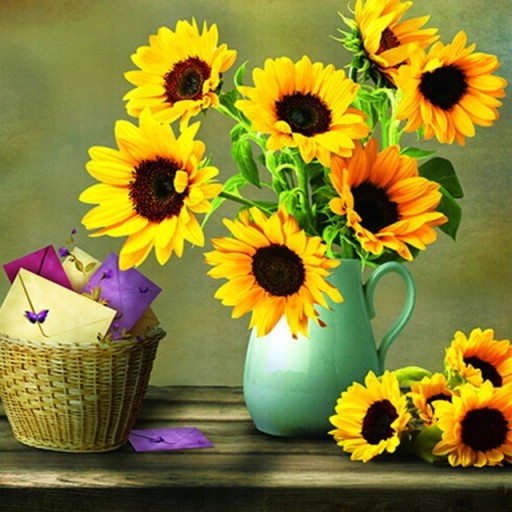 OBRÁZOK vyrobený z DIAMANTOV Diamond Embroidery SUNflowers 5D Diamond Cutting Book