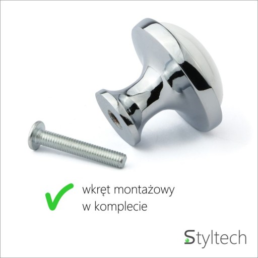 GAN CHROME + BIELY PORCELÁN nábytkový gombík