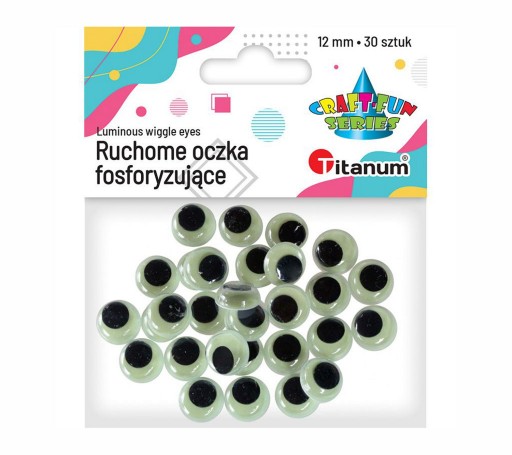 POHYBLIVÉ FOSFORISTICKÉ OČI 12MM 30 KS. - DEKORÁCIE