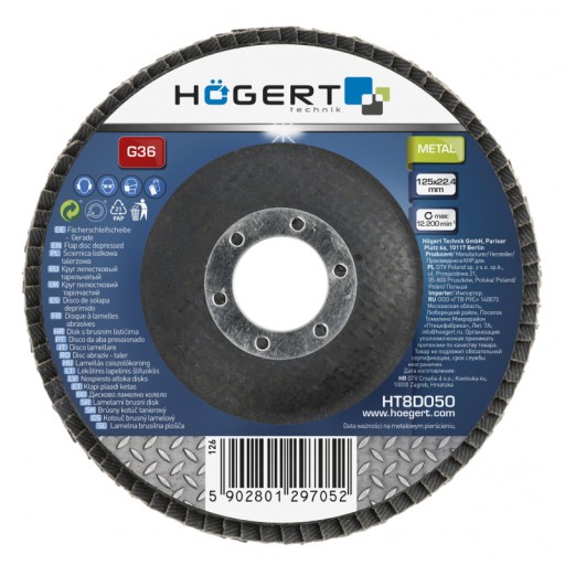 Lamelový kotúčový brúsny kotúč 125x22,4 G120 Hoegert HT8D055