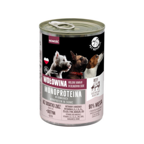 Pet Republic MONO PROTEIN mokré krmivo pre psov monoproteínové hovädzie mäso 400g