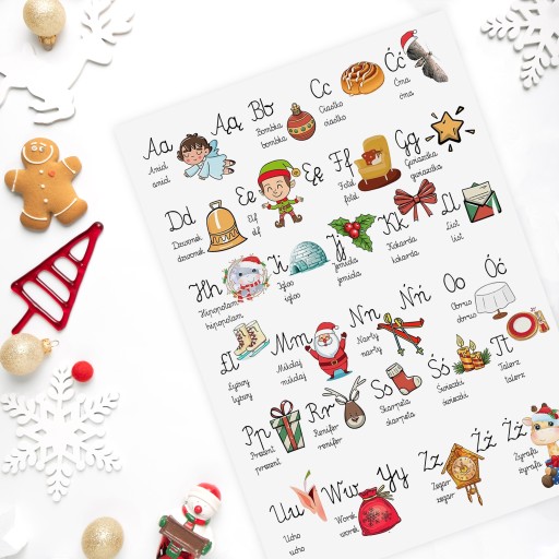 Vianočný vzdelávací plagát Adventná abeceda ABC