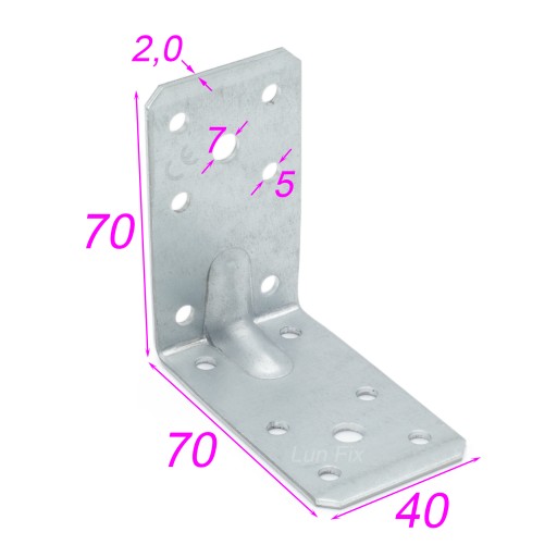 Montážny uholník 70x70x40 KPL10 STRONG stolárska spojka 1 ks.