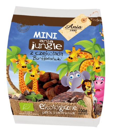 MINI JUNGLE BIO ČOKOLÁDOVÉ COOKIES 100 g - BIO ANIA