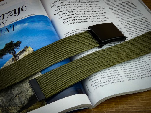 Pánsky KHAKI WEBBING opasok krátka kovová spona MATNÁ