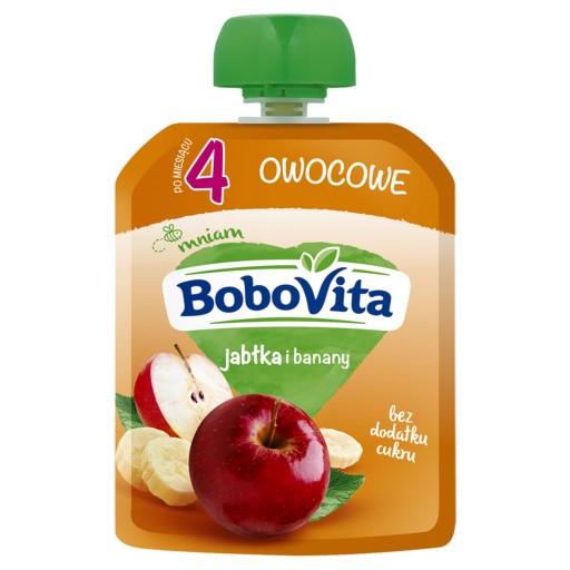 BOBOVITA MUS Jablká a banány po 4 mesiacoch 80 g