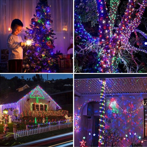 SOLÁRNE ZÁHRADNÉ LAMPY DRÔTOVÁ GARLAND 100 LED