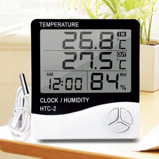 DIGITÁLNY TEPLOMER HYGROMETER METEOSTANICA SO SONDA KALENDÁROM ALARMU