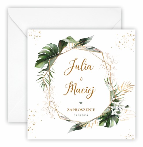 Glamour monstera zelené svadobné oznámenia