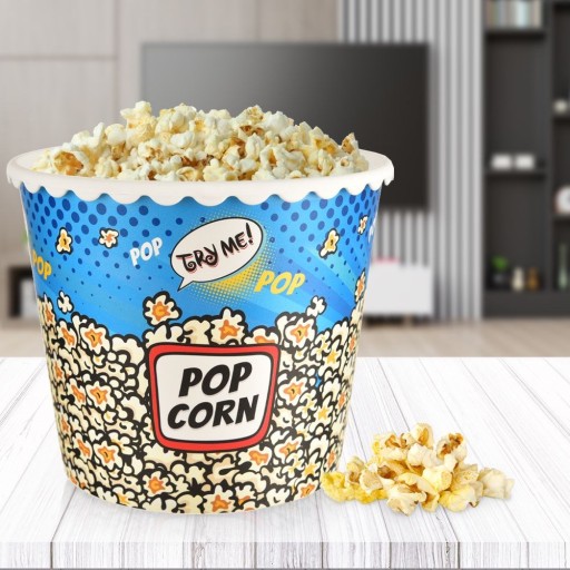 Nádoba na POPCORN, snacky, chipsy, krabička, miska, plastové vedierko, 2,3L