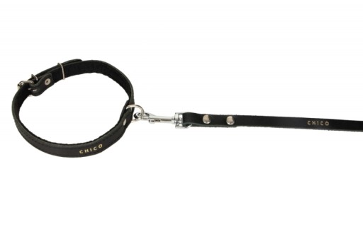 Kožený obojok s filcovým psíkom 53-65cm/30mm Čierny