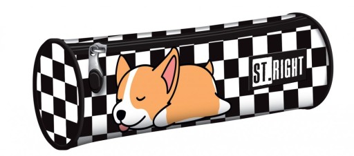 Školský tubusový peračník, sivý, mládežnícky psík St. Správny Ospalý Corgi