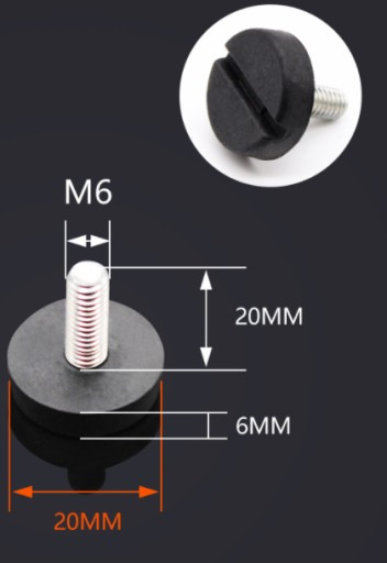 Nábytková nôžka nastaviteľná skrutkovacia noha M6*20mm*20mm