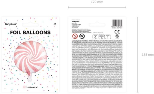 FÓLIOVÝ BALÓN CUKROVINOVÁ ŠPIRÁLA LOLLID SVETLORUŽOVÁ PASTELOVÁ ROČNÁ HELBA 35CM