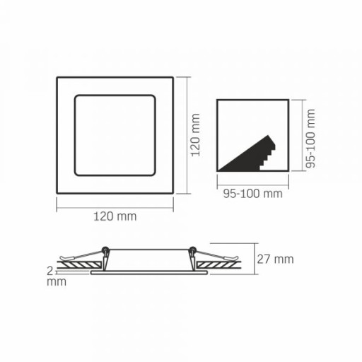 LED Panel zapustená montáž Plafond 6W 4000K