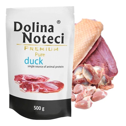 DOLINA NOTECI Čisté vlhké krmivo pre psov Kačica 500g pre alergikov
