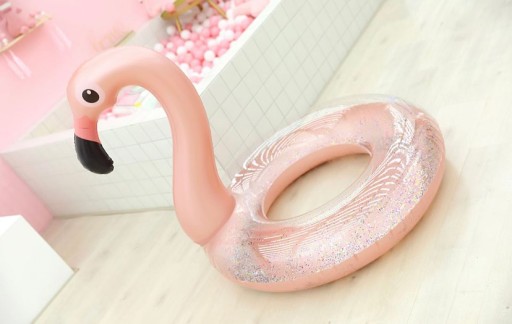 Nafukovací kruh Flamingo s trblietkami na bazén Pláž pre deti 70 cm
