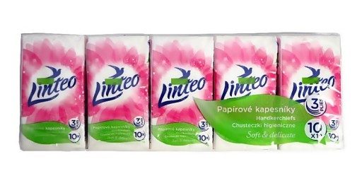 Linteo Soft neparfumované vreckovky, 3 vrstvy, 10 ks.