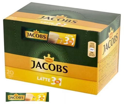 JACOBS LATTE 3v1 instantná káva 20 ks.