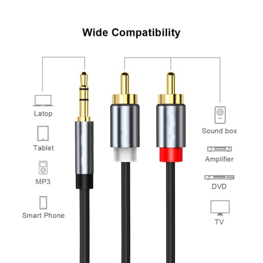 AUDIO KÁBEL 3,5 MM MINI JACK - 2x Cinch RCA 1,5 m