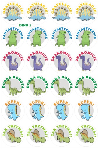 Motivačné nálepky pre deti dinosaurus 5cm Dino1