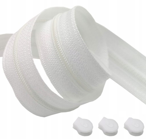 Páska na zips BIELA špirála #3mm zips 3m + 9 zips