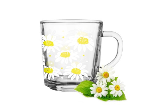 SZYMEK HRNČEK 220ML DAISIES SKLO SKLO NA KÁVU, ČAJ, ŠŤAVU