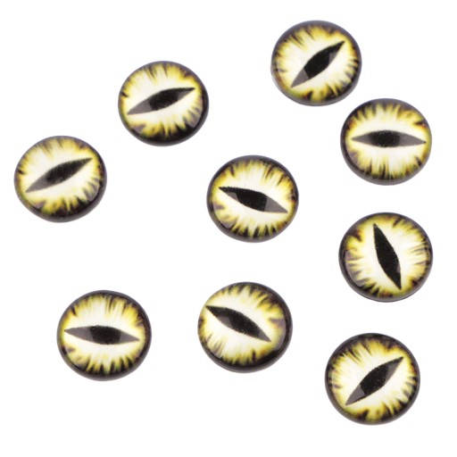 KABOCHONY SKLENENÉ DRAČIE OKO 12 mm - SVETLO ŽLTÉ 2 ks.