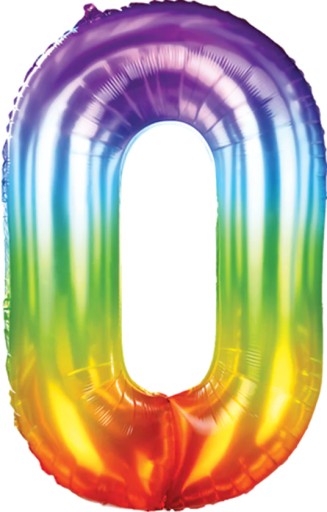 OMBRE fóliový balón číslo 0 narodeninový dúhový XXL