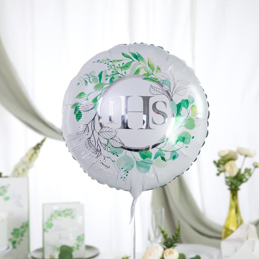 Okrúhly fóliový balón Prvé sväté prijímanie Eukalyptus IHS 45 cm