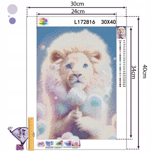 DIAMANTOVÁ VÝŠIVKA Diamantová maľba mozaika Diamantový set pre deti Lion
