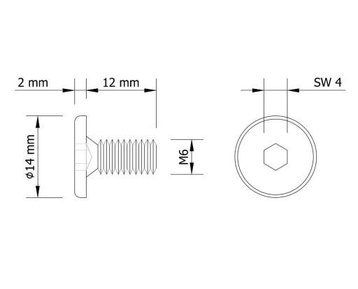 10x metrická skrutka M6 x 12 mm biela pozinkovaná s hlavou valca, nábytková skrutka
